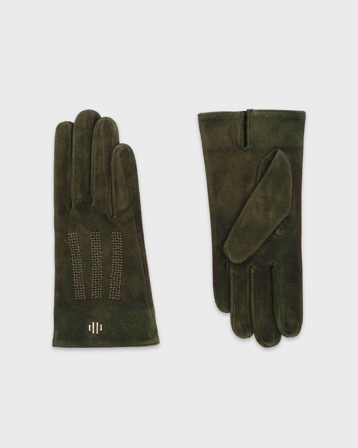 A pair of green premium Hamerli handmade leather gloves.