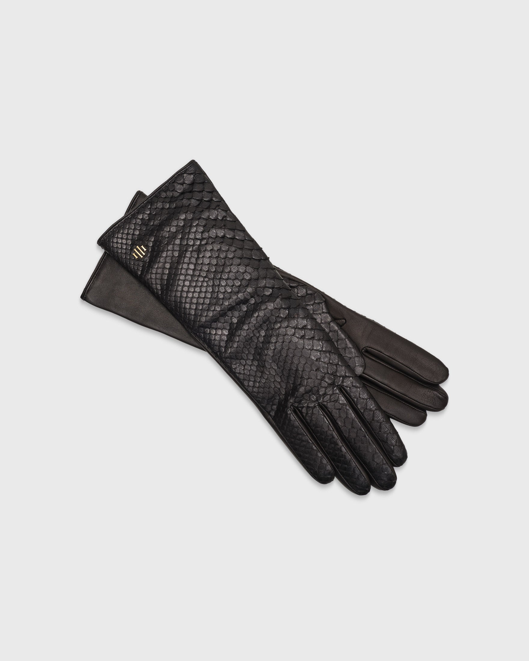 Anne Black Python Gloves Handmade Leather Gloves