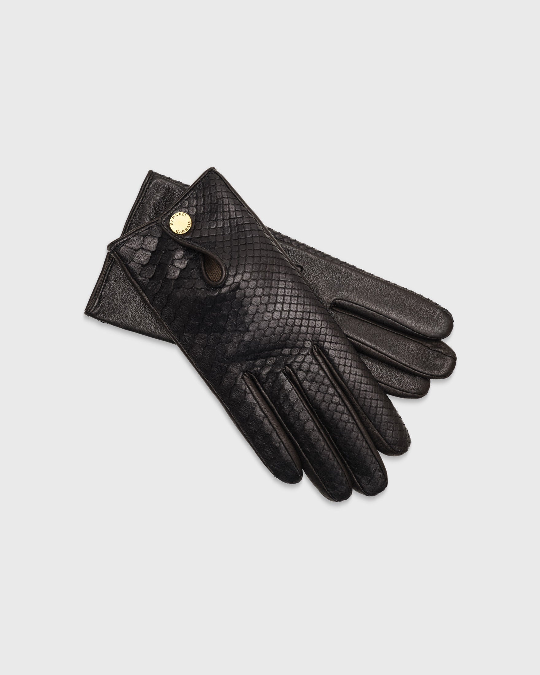 Audrey Black Python Gloves Handmade Leather Gloves